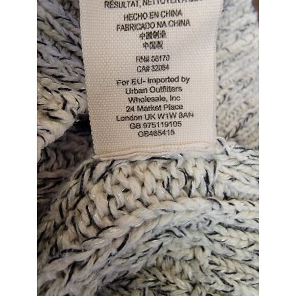 Free People Sweater Small Marled Ivory Combo Twisted Cable T-Neck Long Sleeves - Picture 12 of 12